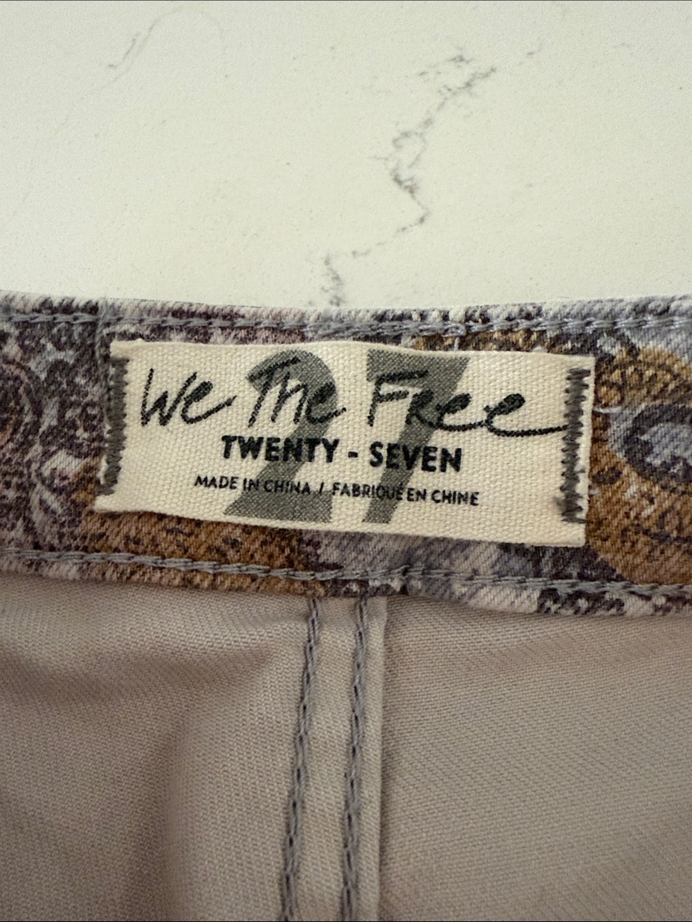 We The Free Paisley Flare Jeans in Gray, Pink & Brown - Picture 3 of 9
